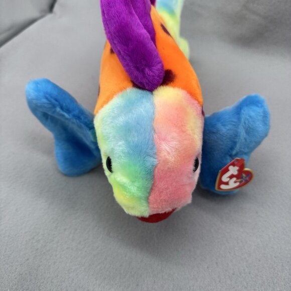 Vtg TY Beanie Buddies Lips Fish 1999 Multicolor Tie Dye Plush Stuffed Animal 13" - Picture 3 of 16